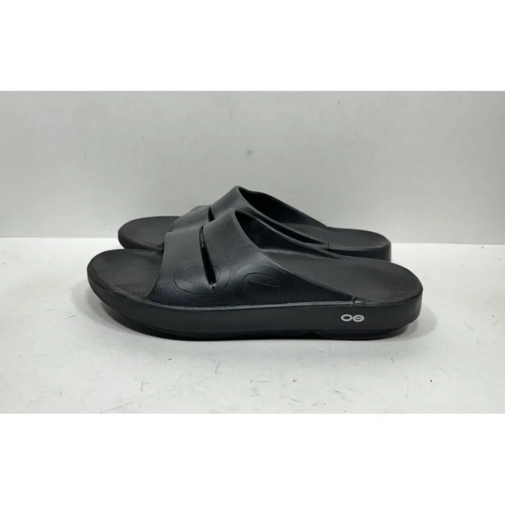 Oofos Ooahh Recovery‎ Men’s Size 9 Black Slide Comfort Sandal Shoes